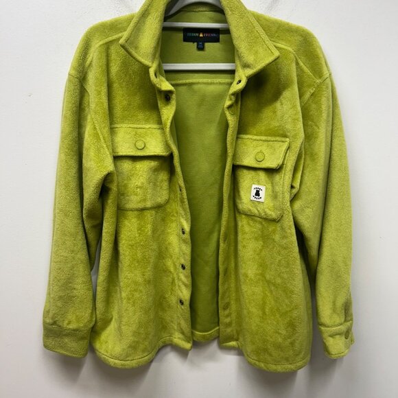 Teddy Fresh Green Fleece Button-Up Shirt Jacket With Pockets M - Picture 5 of 9